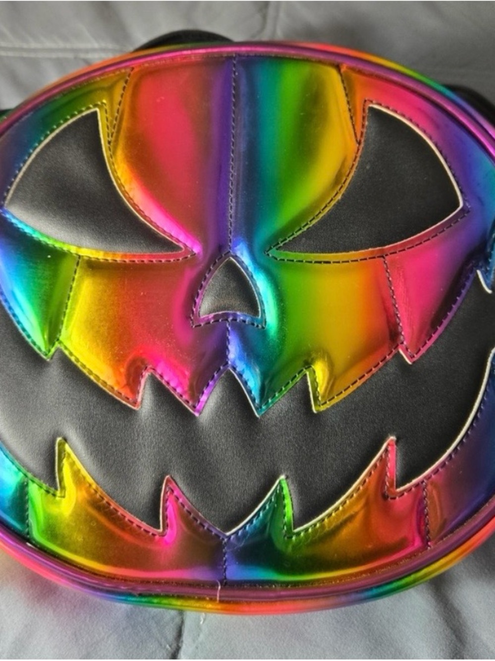 Love, pain, and stitches pumpkin kult collection rainbow metallic pumpkin purse